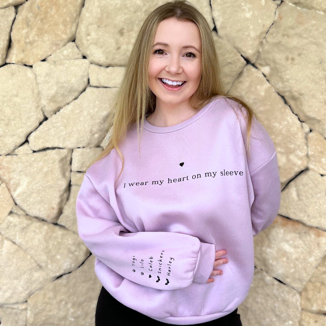 Heart on clearance sleeve sweatshirt