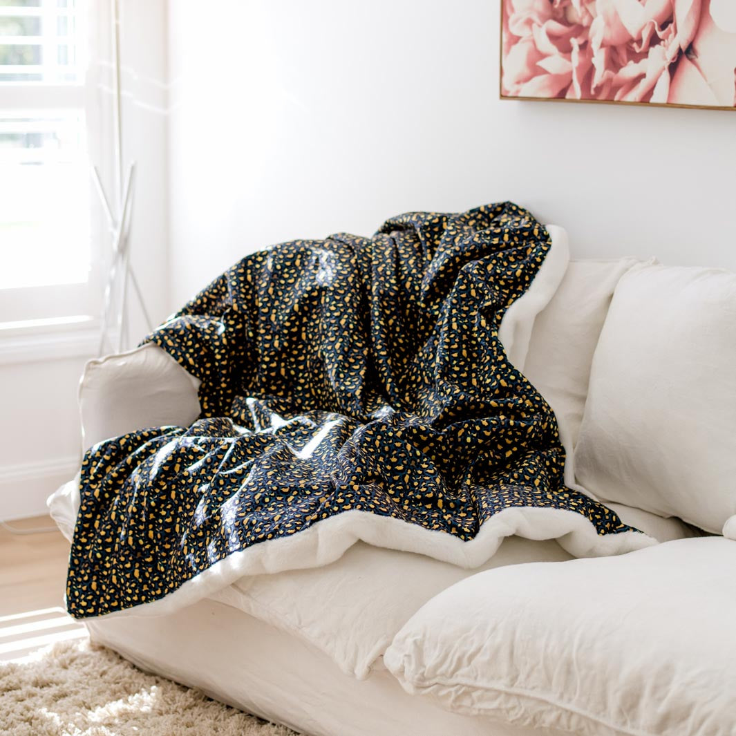 Midnight Leopard dog blanket and FURniture protector.