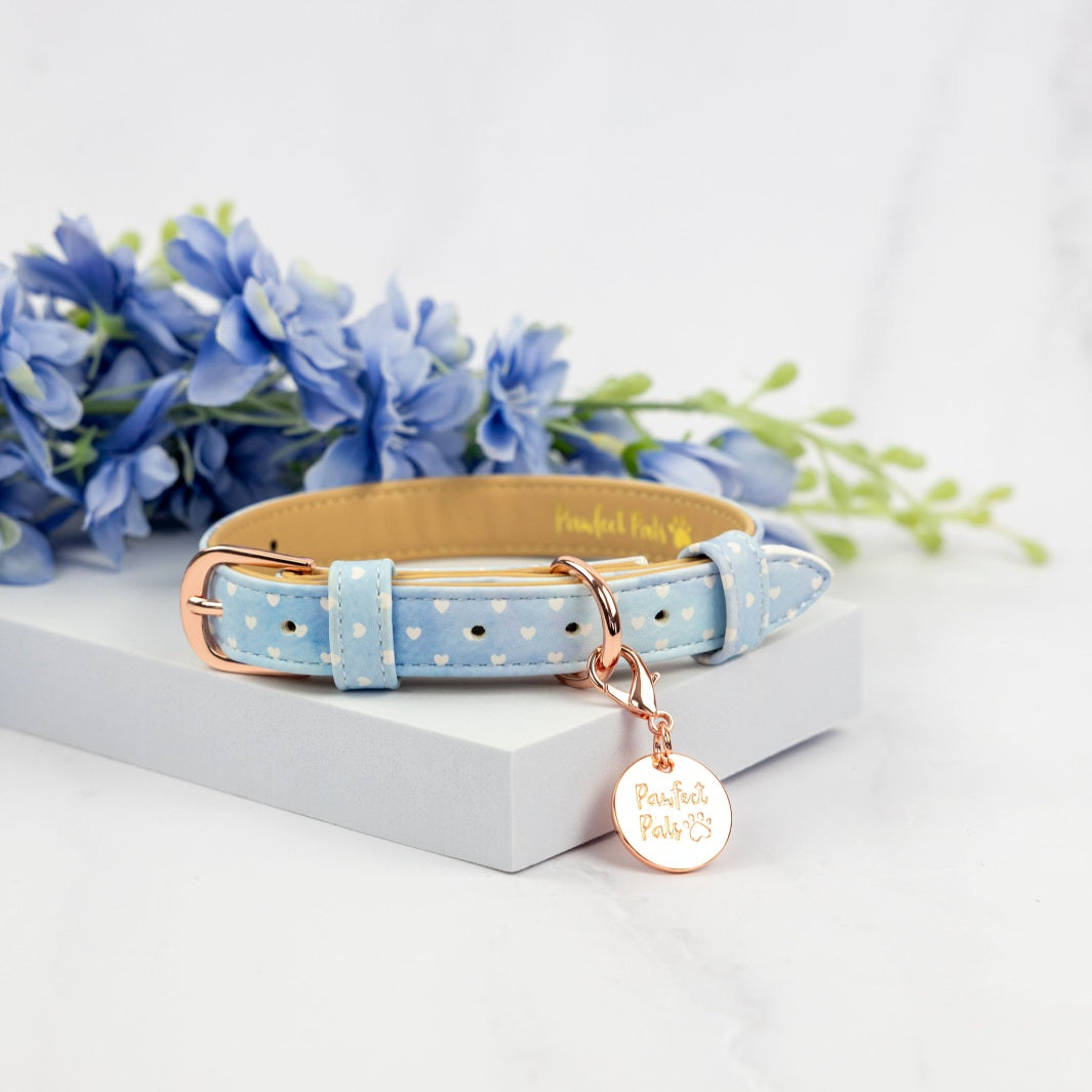 Once Upon a Flower - Hearts vegan leather dog collar.